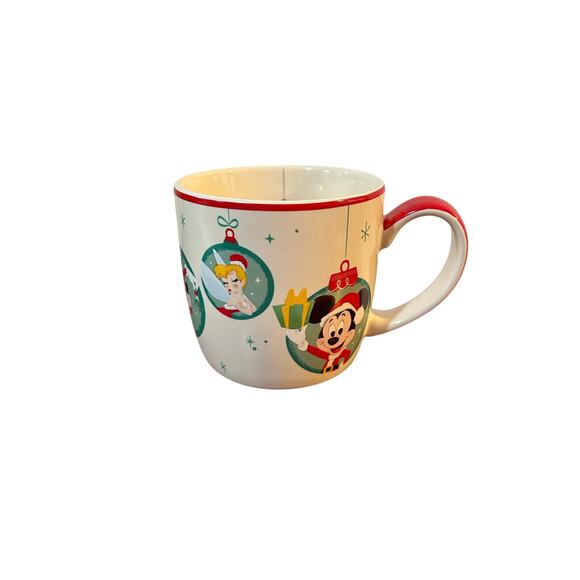 Authentic Disney Parks Happy Holiday Mug Mickey Mouse Minnie Mouse Tinker Bell - Picture 1 of 5